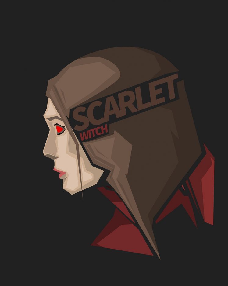 Scarlet Witch, Marvel Comics, Gray background HD Wallpaper Desktop Background