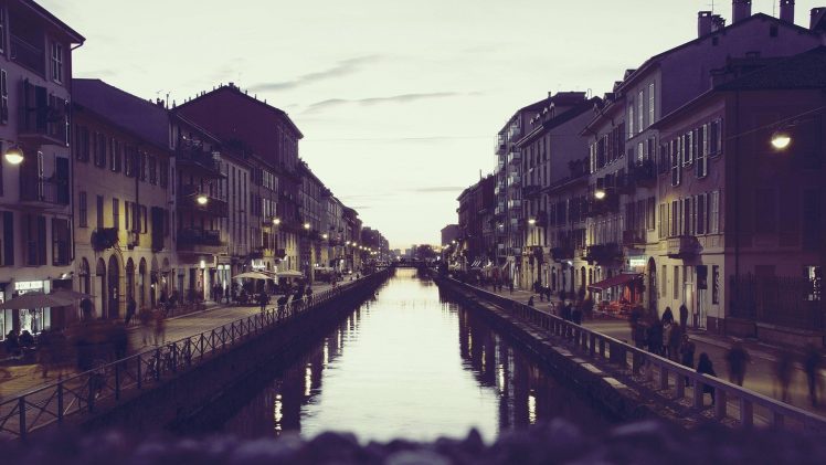 building, Colorized photos, Photography, Milan, Italy, Canal HD Wallpaper Desktop Background