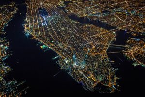 city, Aerial view, New York City, Manhattan, City lights