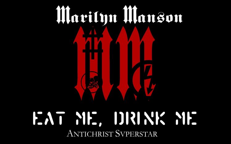 Marilyn Manson, Typography, Music, Simple background, Black background HD Wallpaper Desktop Background
