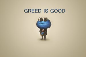 Cookie Monster, Greed, Minimalism, Typography, Simple background