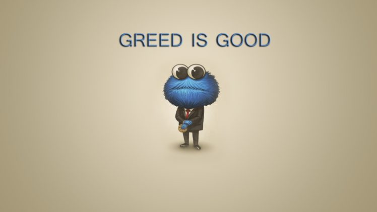 Cookie Monster, Greed, Minimalism, Typography, Simple background HD Wallpaper Desktop Background
