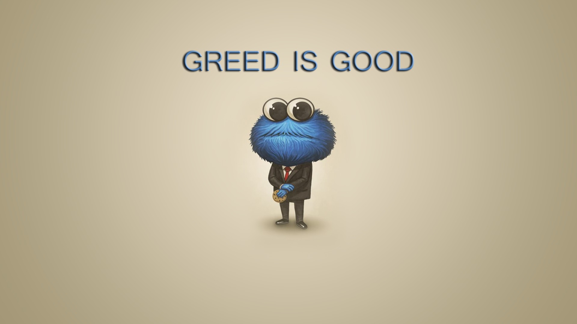 Cookie Monster, Greed, Minimalism, Typography, Simple background Wallpaper