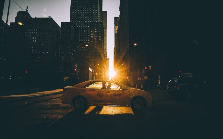taxi, Sunlight, City HD Wallpaper Desktop Background