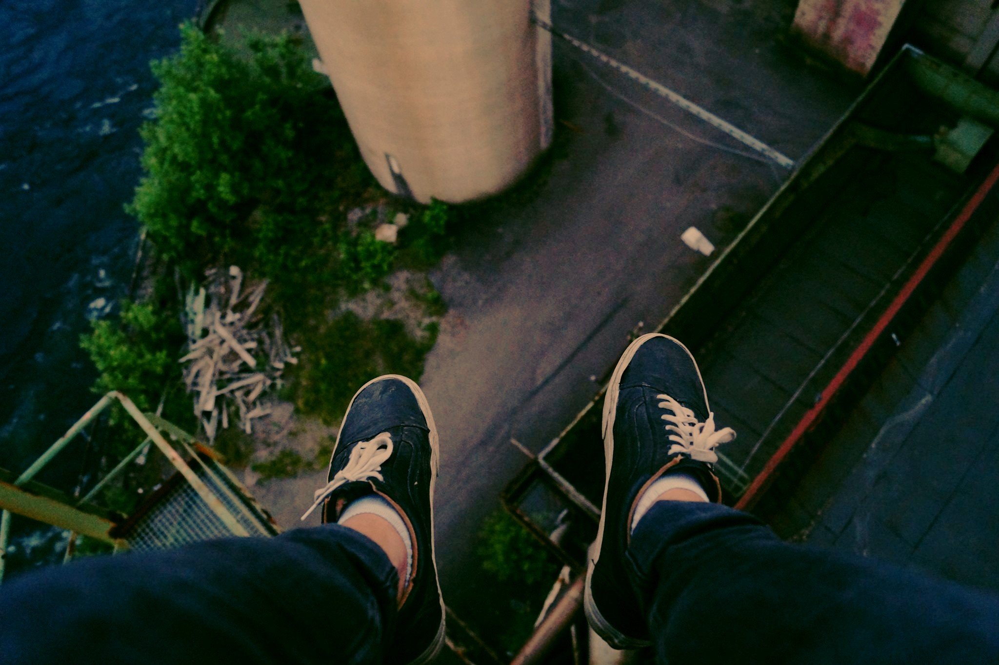 heights, Factories, Shoes, Vans, Water, Urban exploration, Point of view Wallpaper