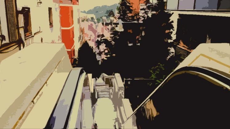 escalator, Painting, Barcelona HD Wallpaper Desktop Background