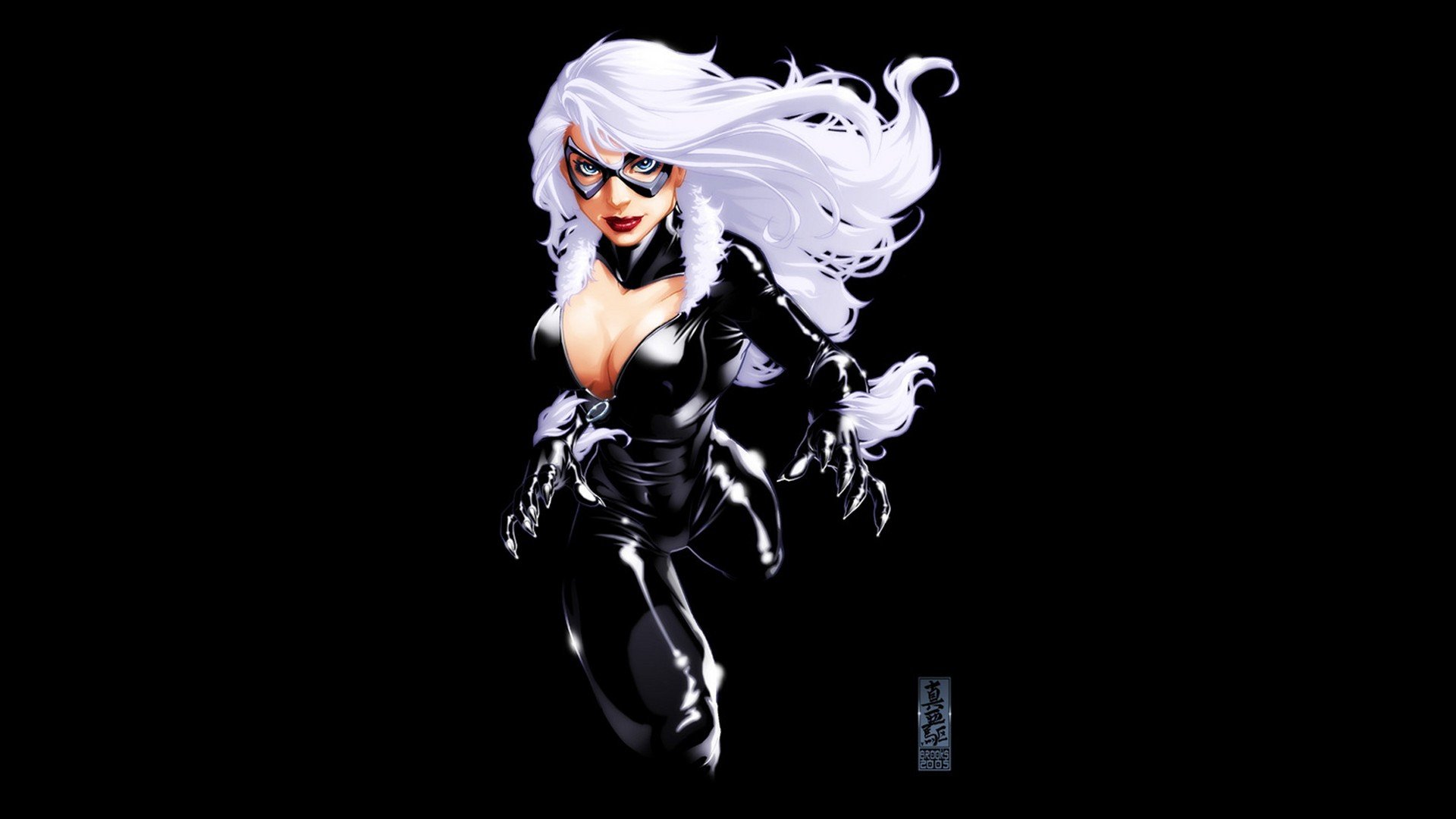Black Cat (character), Marvel Comics, Illustration, Costumes, Black background Wallpaper