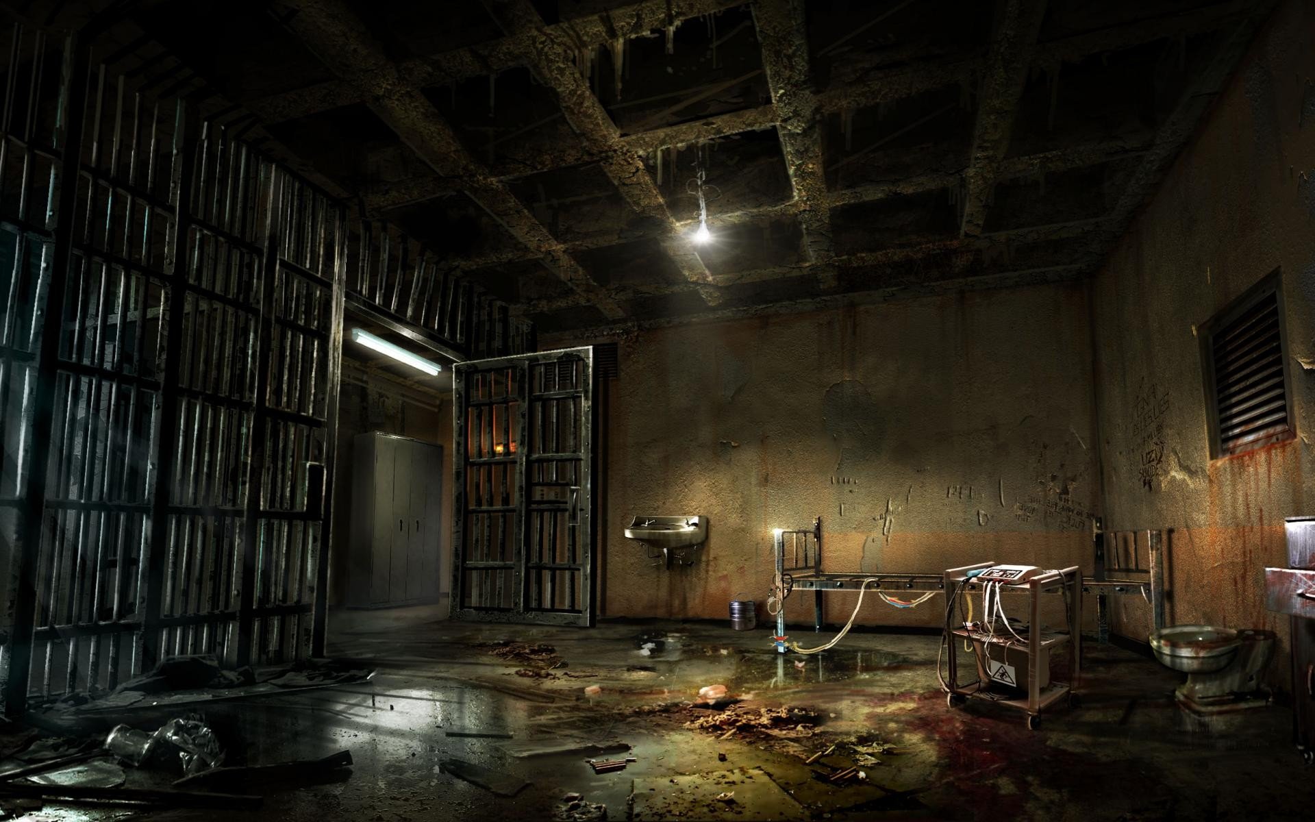 abandoned, Wall, Chair, Cellars, Horror, Room, Video games, Prison Wallpaper