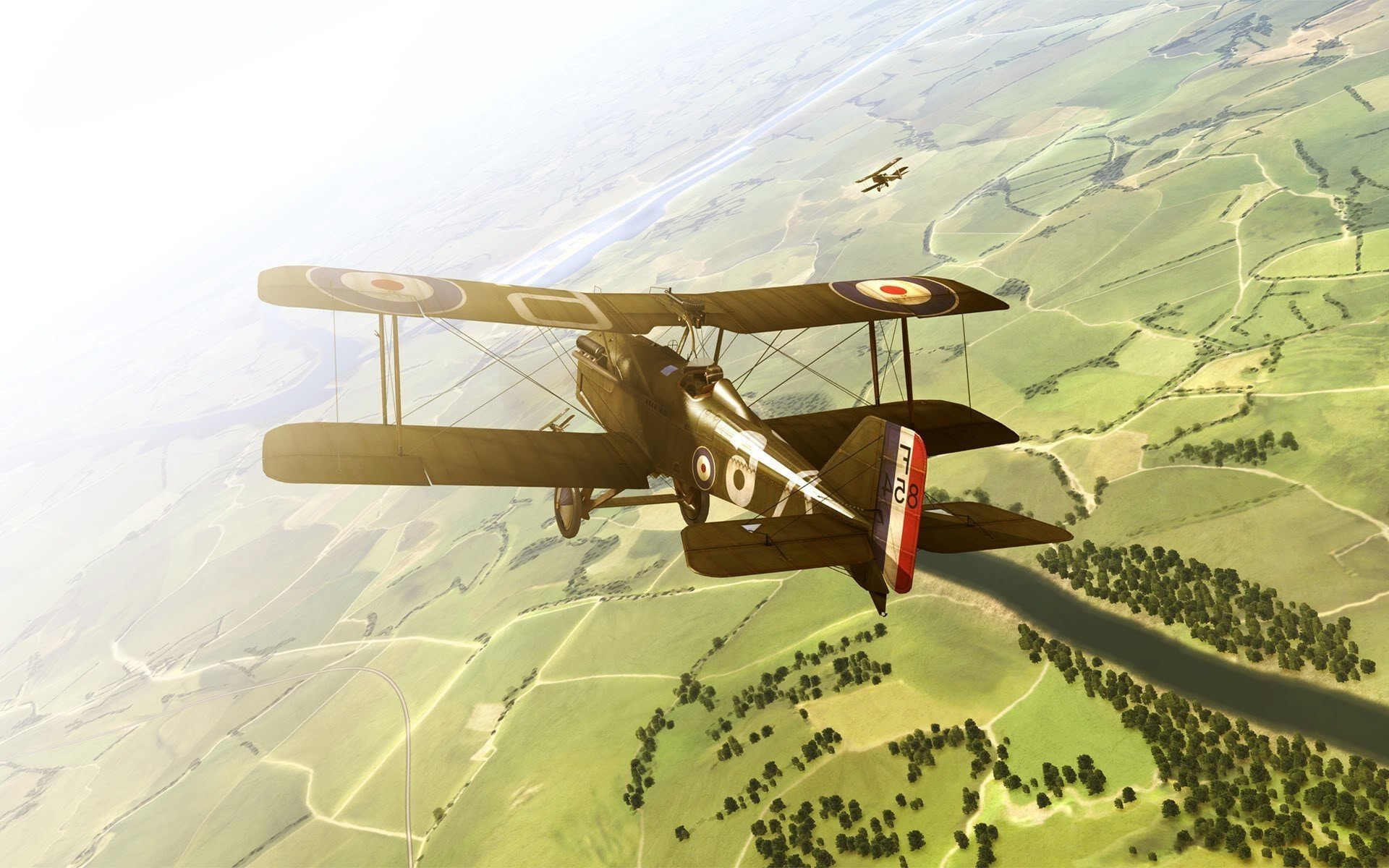 airplane, Field Wallpaper