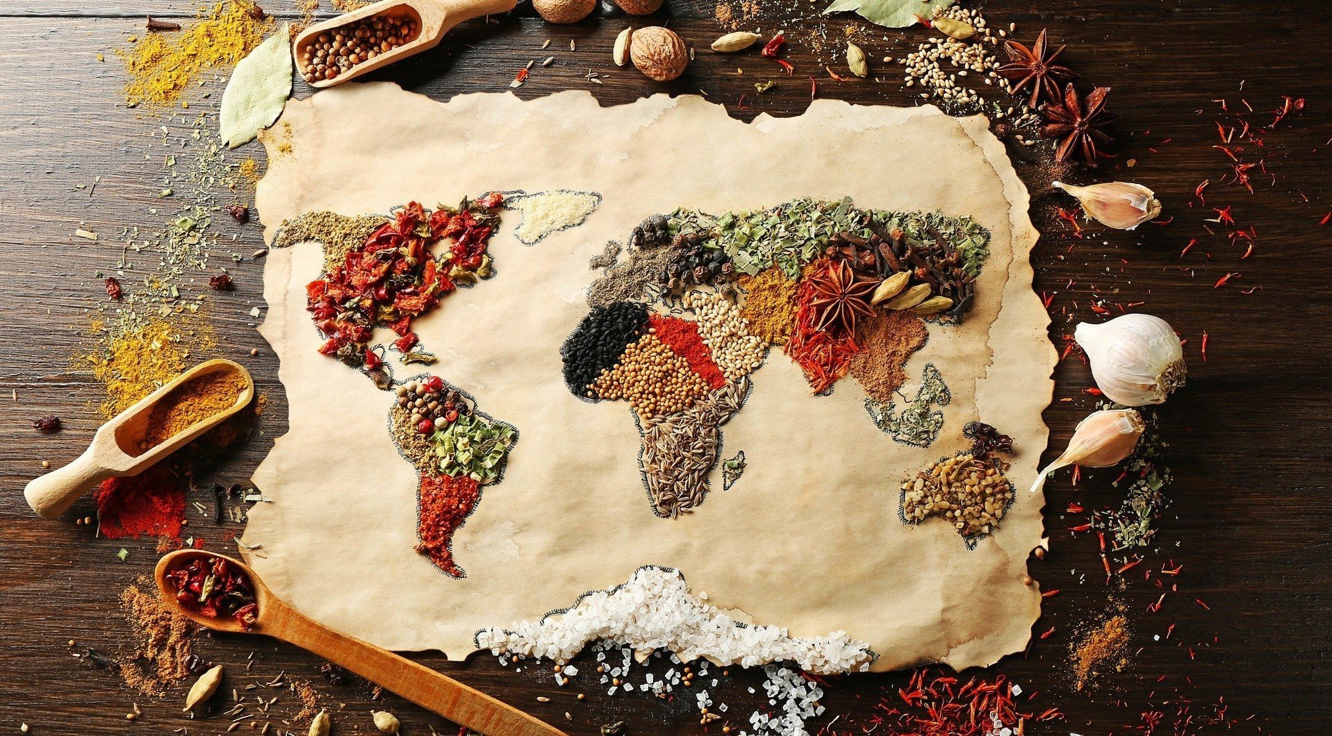 food, Map, Spices Wallpaper