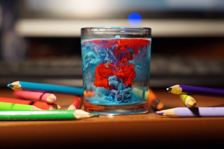 photography, Glass, Colorful, Water, Pencils, Watercolor HD Wallpaper Desktop Background
