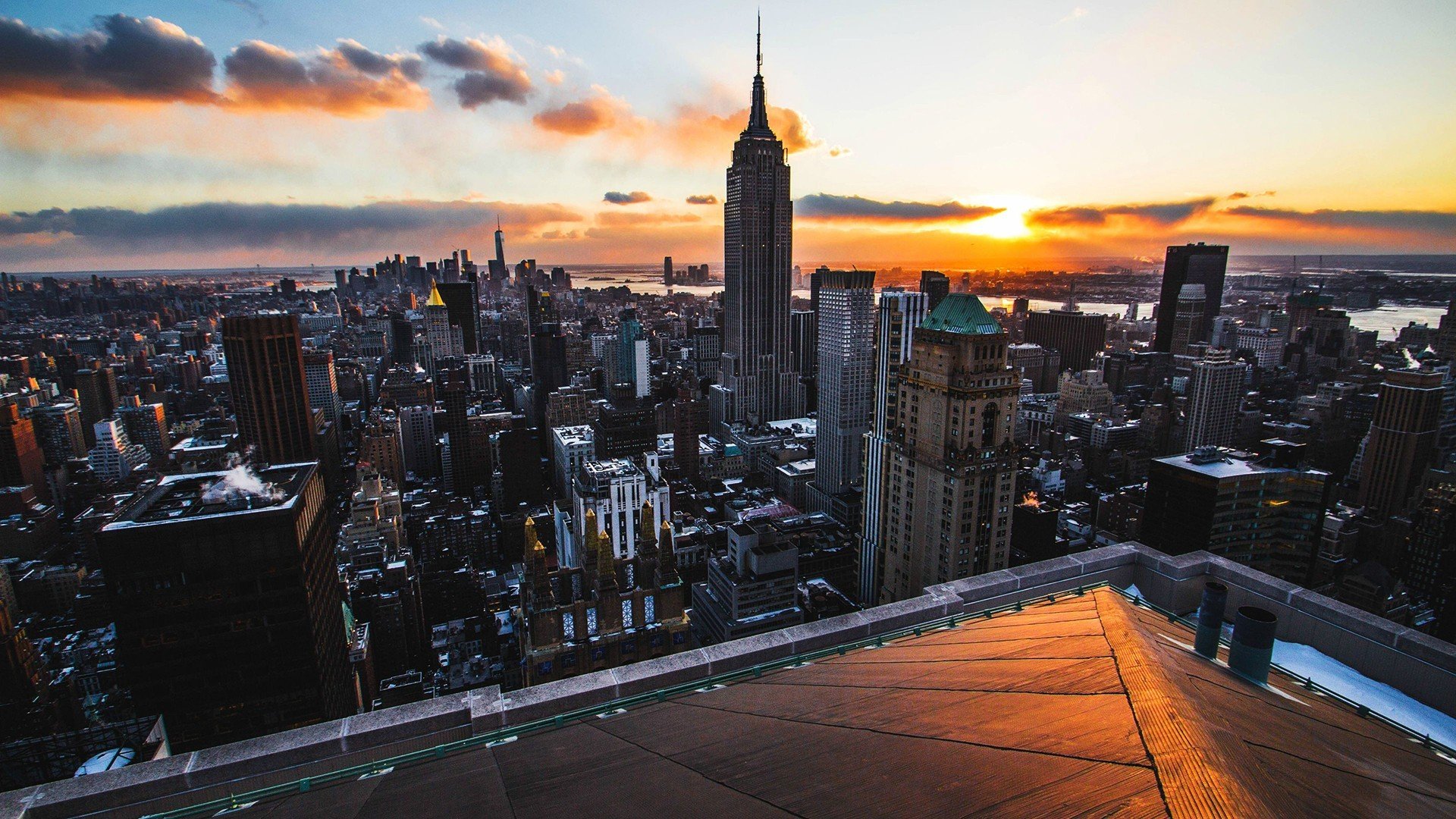 city, New York City, Manhattan, One World Trade Center, Empire State Building Wallpaper