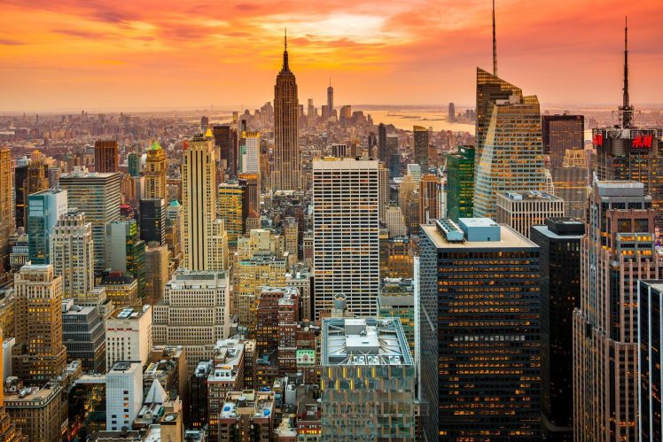 city, New York City, Manhattan, Empire State Building, One World Trade Center HD Wallpaper Desktop Background