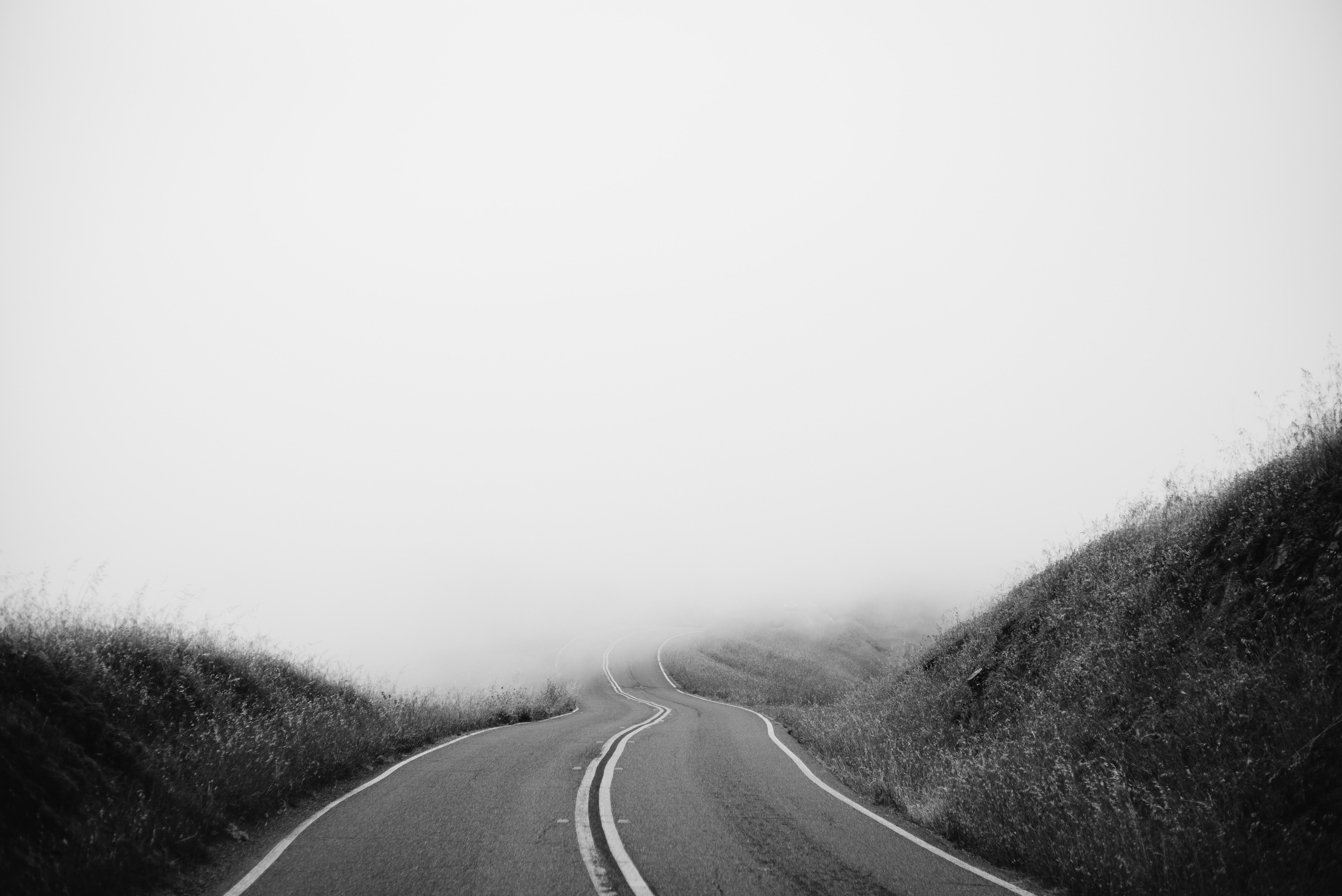 road, Mist Wallpaper
