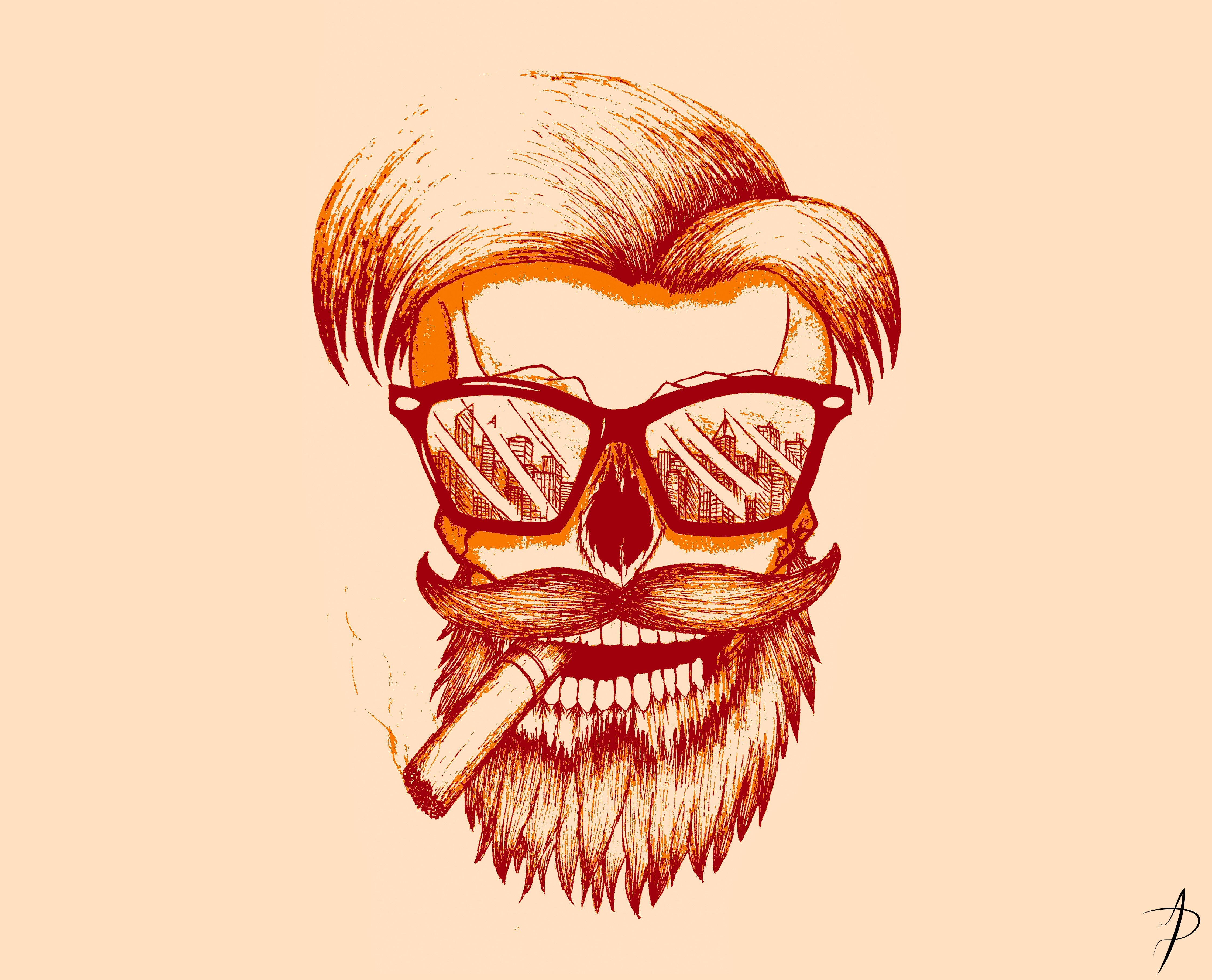 beards, Skull, Drawing Wallpaper