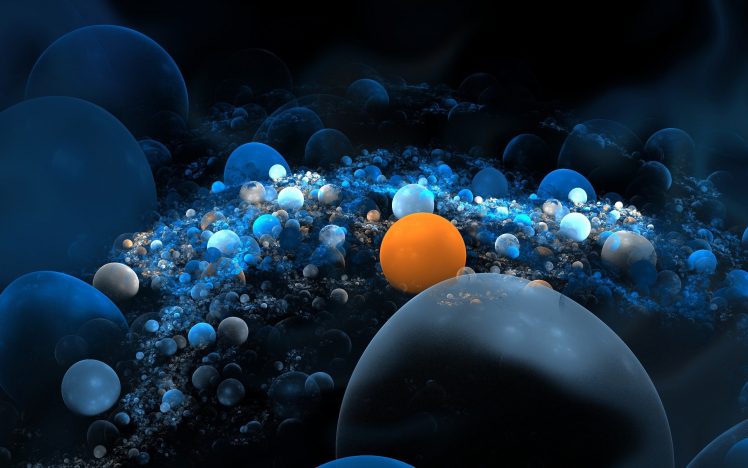 fractal, Blue, Sphere, Orange, Circle HD Wallpaper Desktop Background