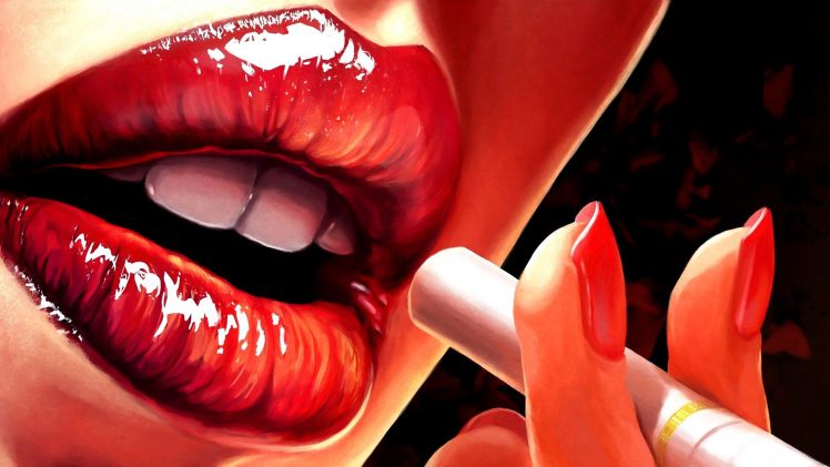 lips, Cigarettes, Red HD Wallpaper Desktop Background