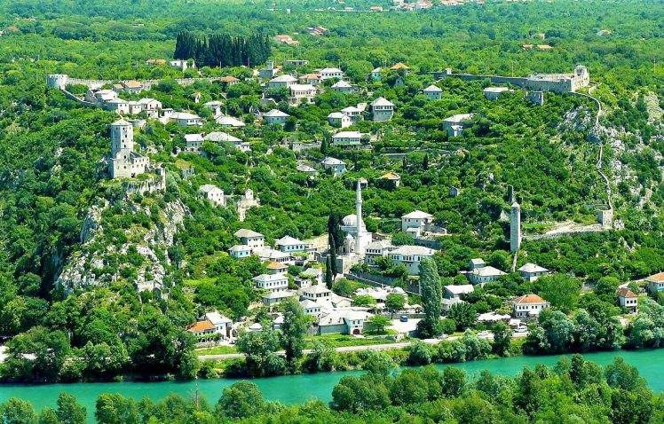 old, City, Town, Medieval, Mosque, Pocitelj, Bosnia, Neretva, River, Mostar, Bosnia and Herzegovina HD Wallpaper Desktop Background