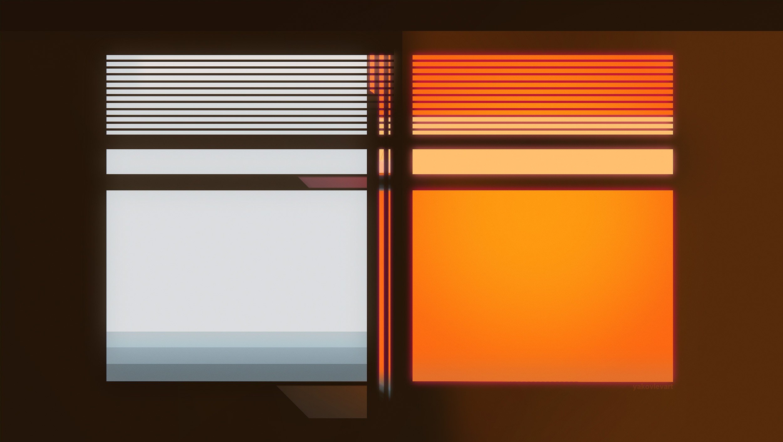 minimalism, Digital lighting, Window, Warm colors, Geometry Wallpaper