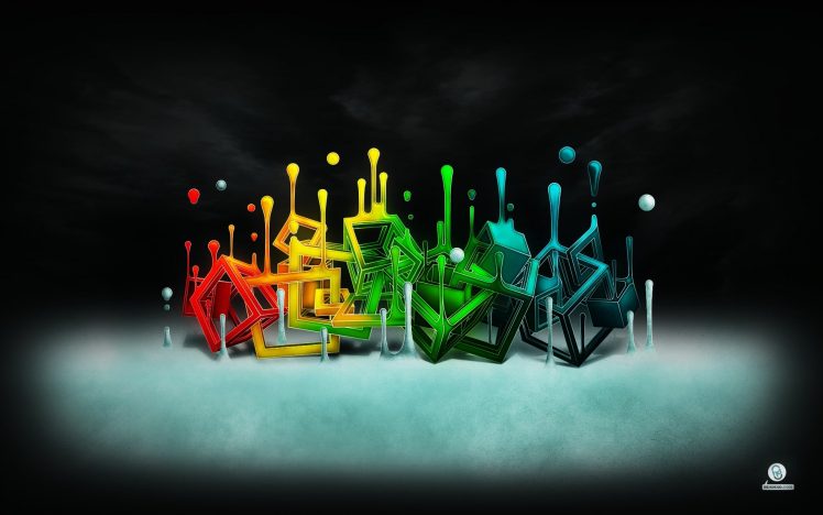 graffiti, Text, Green, Red, Yellow, Blue, Letter, Spray, Photoshopped, Old photos, Splashes HD Wallpaper Desktop Background