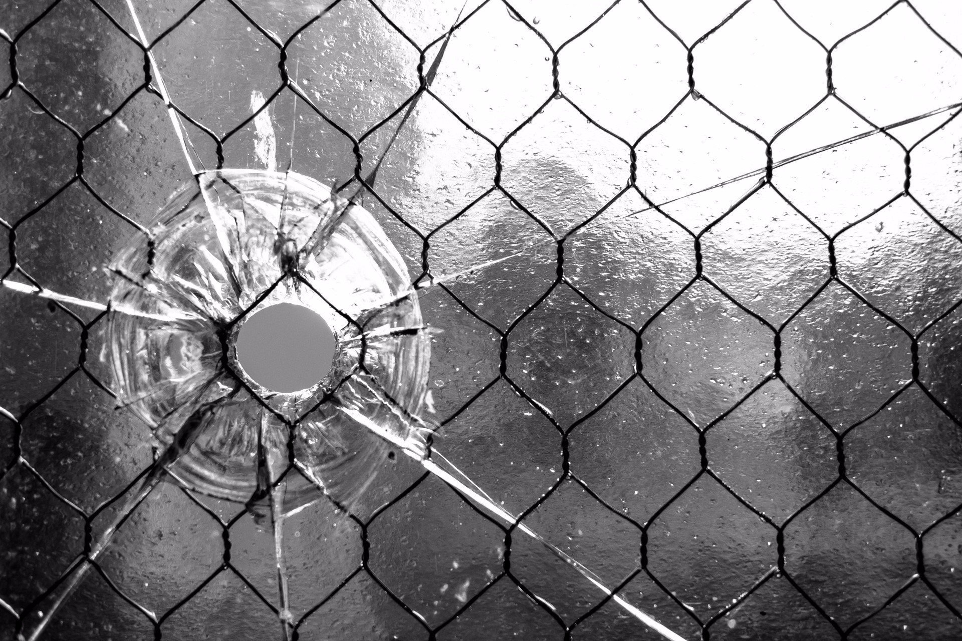 photography, Cracked, Macro, Fence, Hole, Glass, Monochrome Wallpaper
