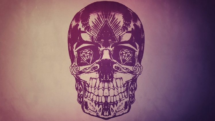 skull, Diamonds, Pink HD Wallpaper Desktop Background