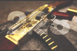 gold, AK 47, Gun
