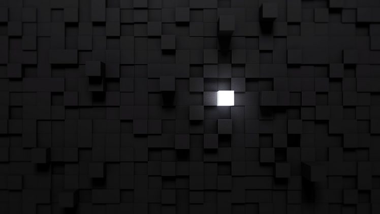cube, Lights, Blender, Minimalism, Black, White HD Wallpaper Desktop Background