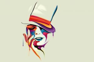 face, Drawing, Colorful, Hat, Painting, Simple background