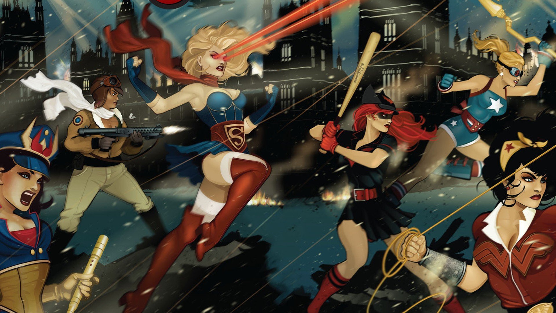 Wonder Woman, Pinup models, Supergirl, DC Comics, Batwoman Wallpaper