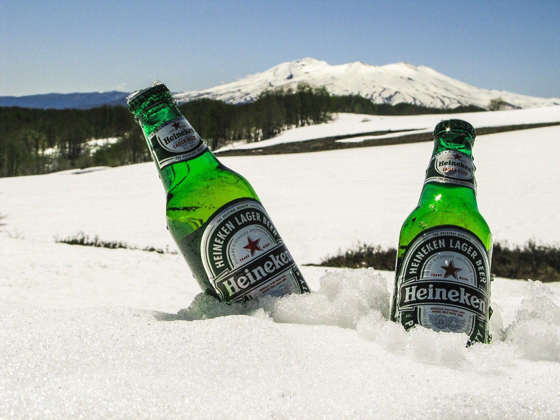 Heineken, Snow, Mountains, Road Wallpaper
