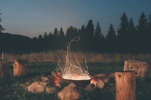 tree stump, Field, Fire, Campfire, Long exposure