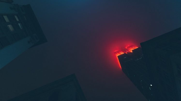 mist, Night, Skyscraper, Red, Lights, New York City HD Wallpaper Desktop Background