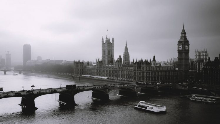 monochrome, London, Black, White HD Wallpaper Desktop Background