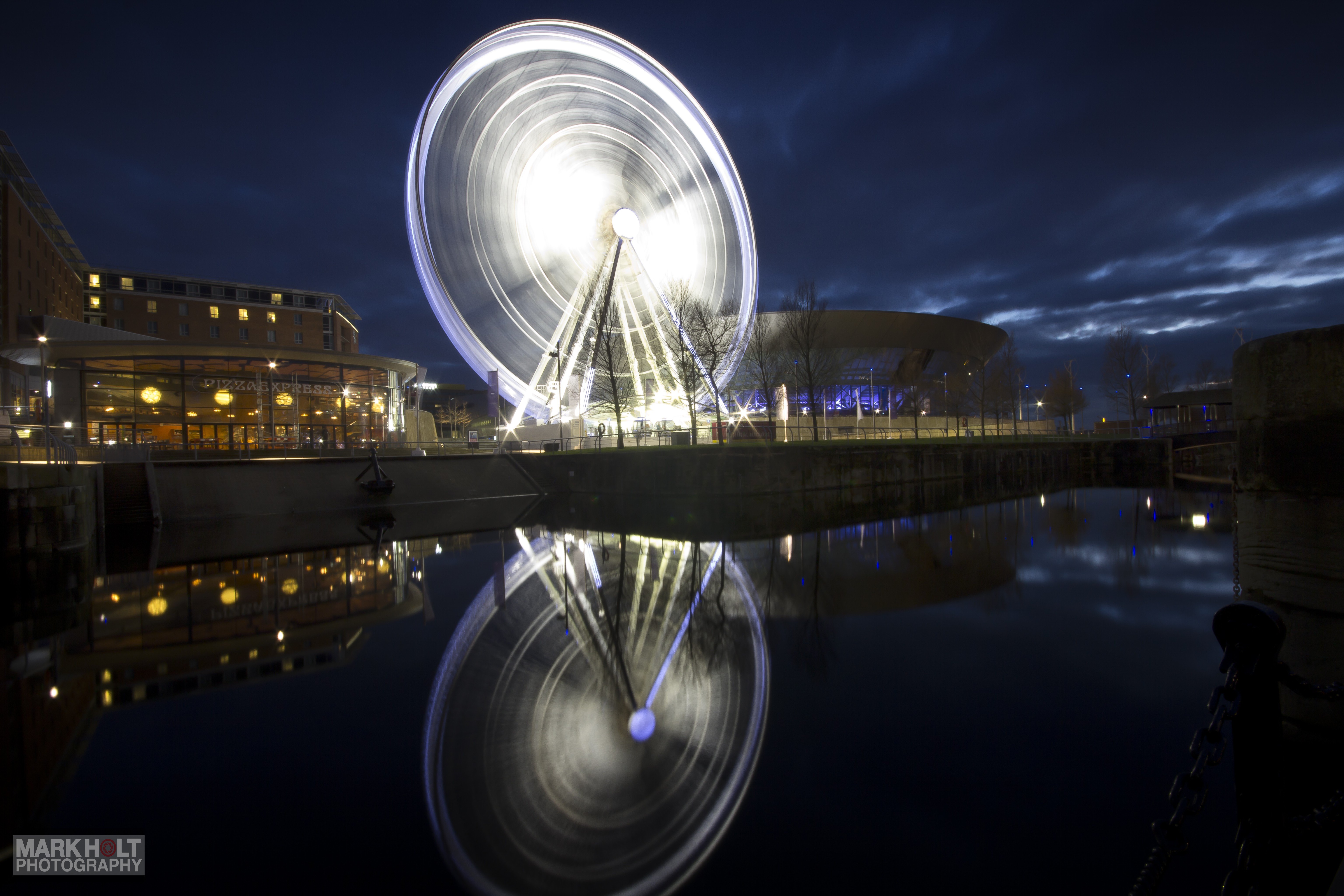 Liverpool, Dusk, Reflection, Lights Wallpaper