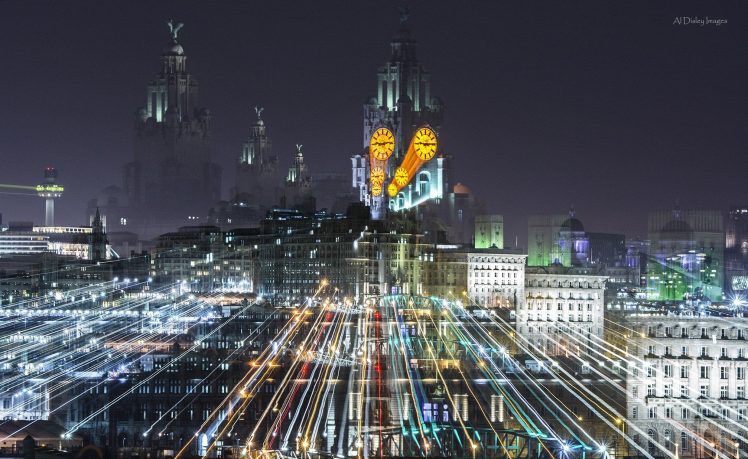 Liverpool, Night, Buildings, City, UK HD Wallpaper Desktop Background