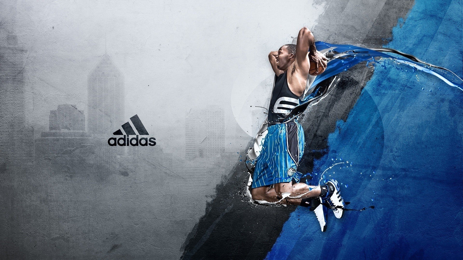 Adidas, Basketball, Gray, Blue, Black Wallpaper