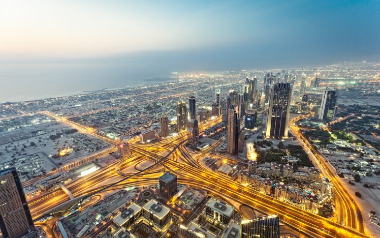 Dubai, Long exposure, Cityscape, City, Lights HD Wallpaper Desktop Background