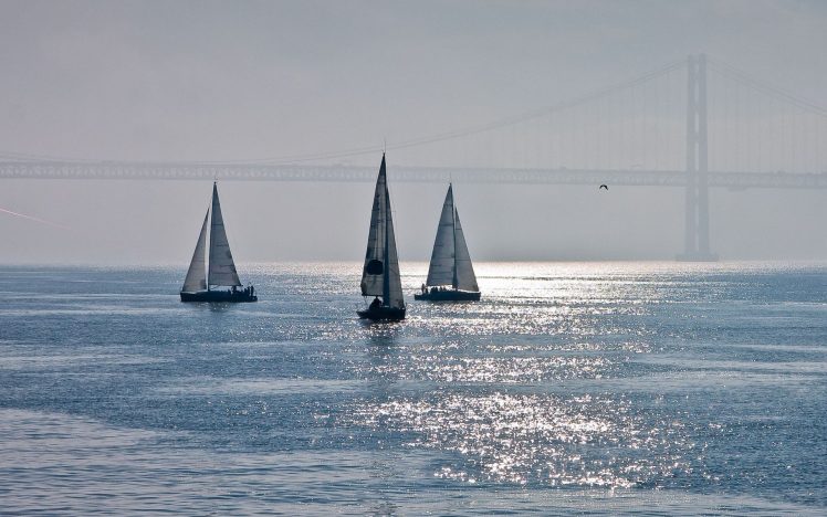 Golden Gate Bridge, Sailing ship HD Wallpaper Desktop Background