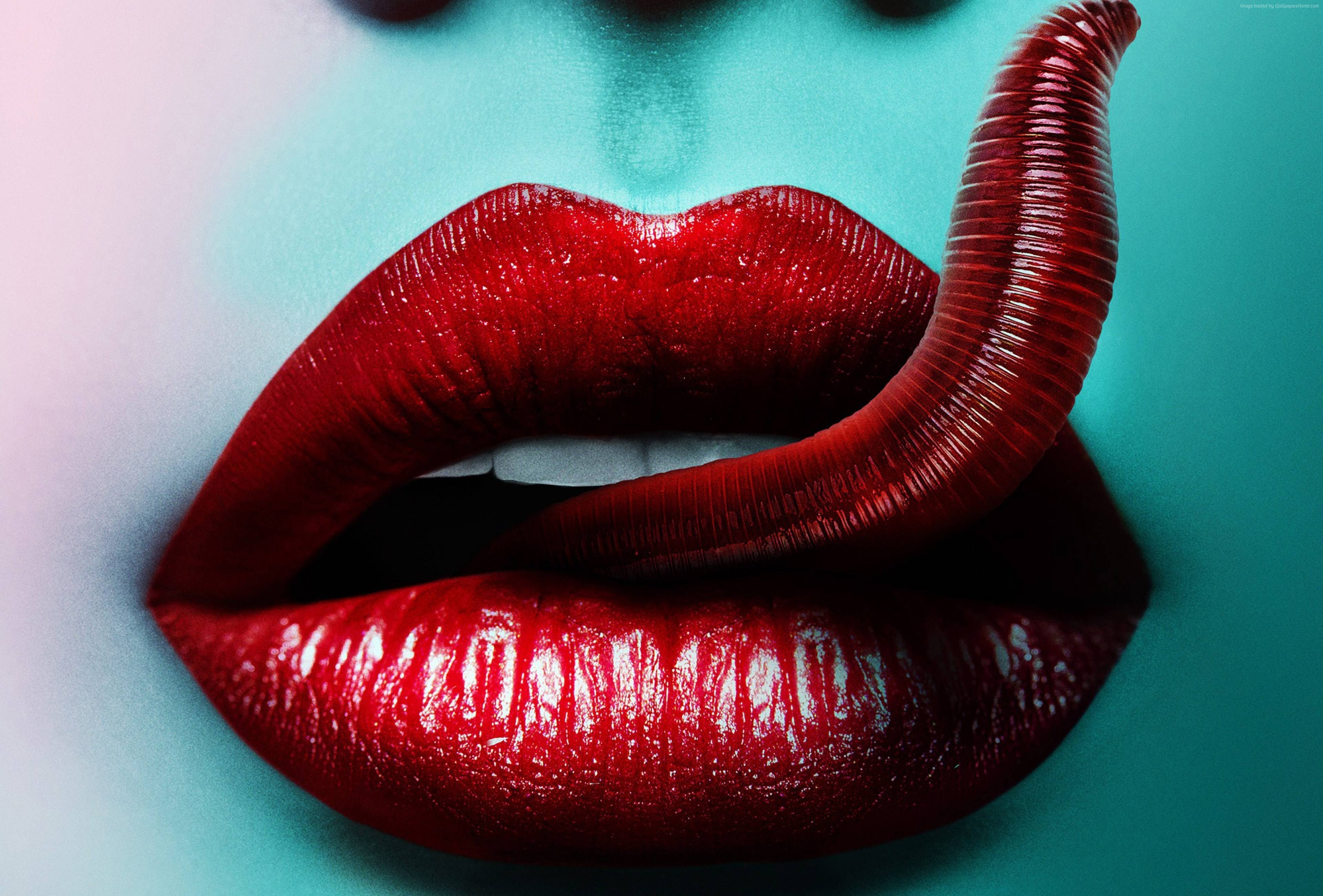 Download hd wallpapers of 411410-lips, Tongues, Red, Horror, Red_lipstick. 