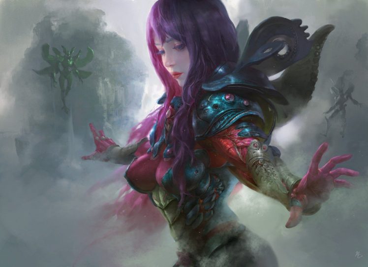 purple hair, Magic HD Wallpaper Desktop Background
