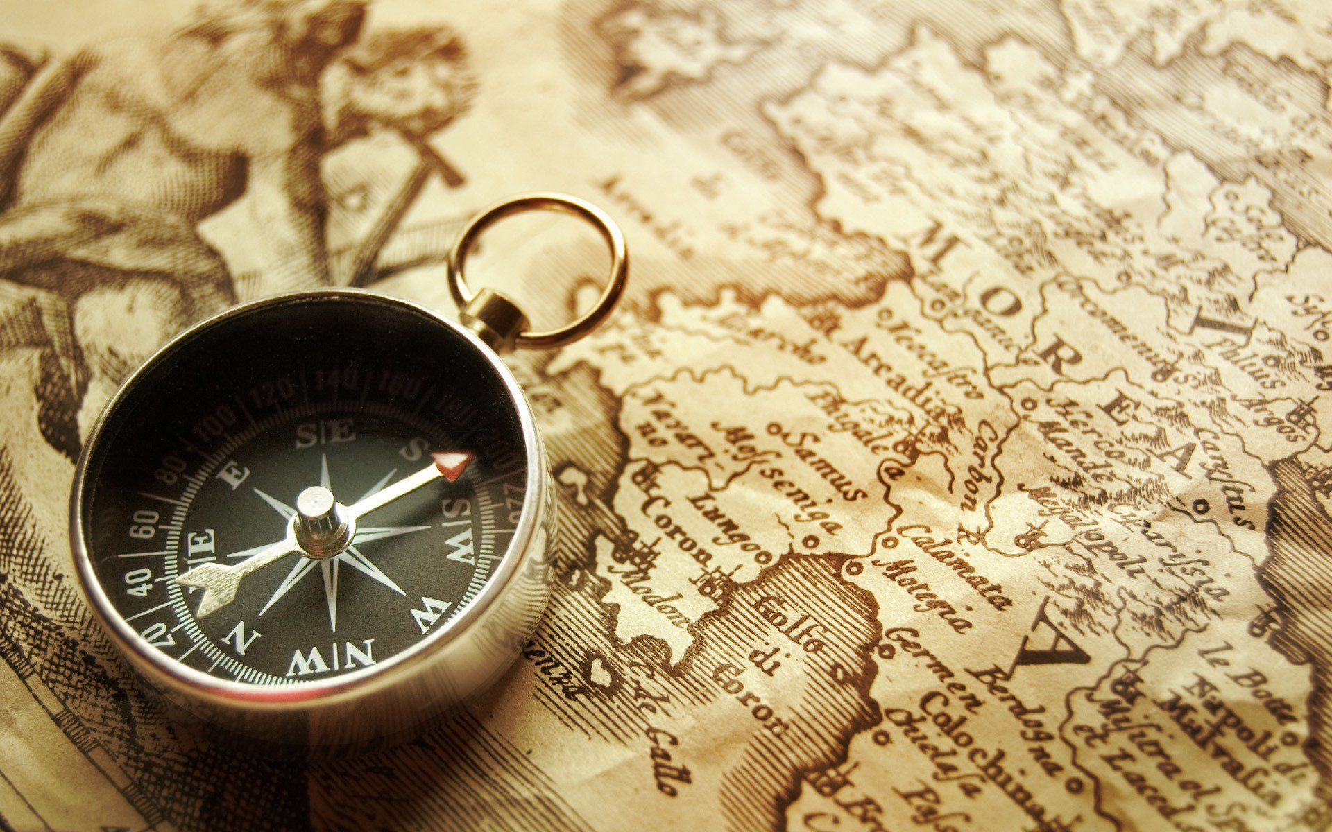Arrow, Compass, Map Wallpaper