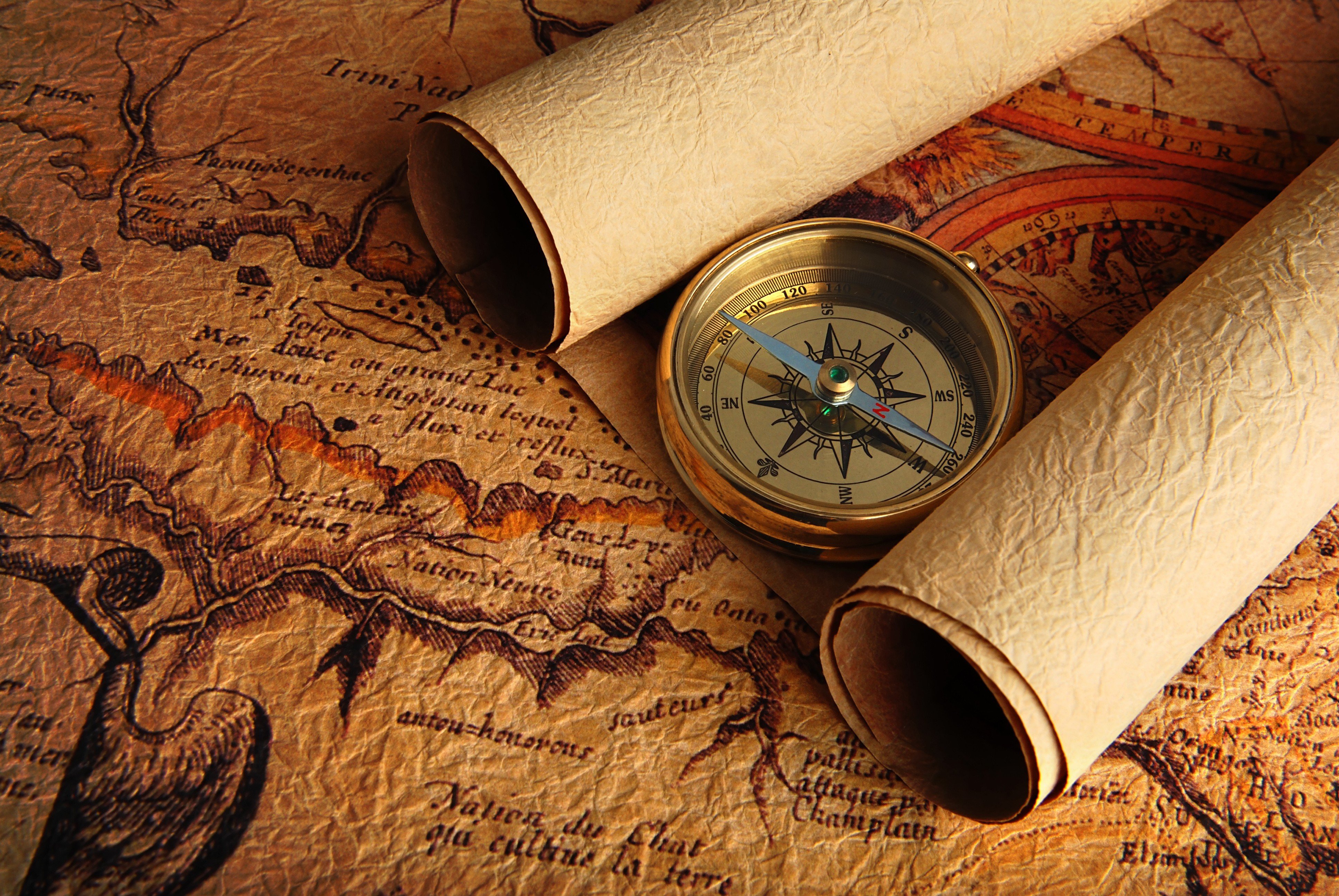 Arrow, Compass, Map Wallpaper