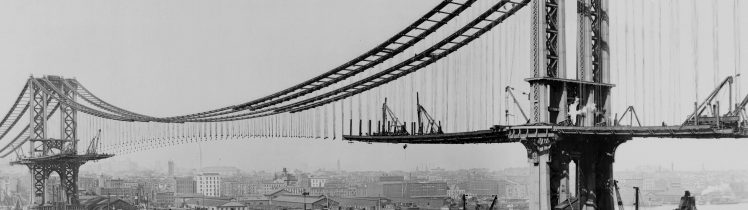 construction, Manhattan Bridge, Old photos HD Wallpaper Desktop Background