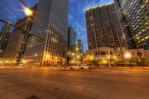 Chicago, City, Night, Lights, HDR, Building, Intersections