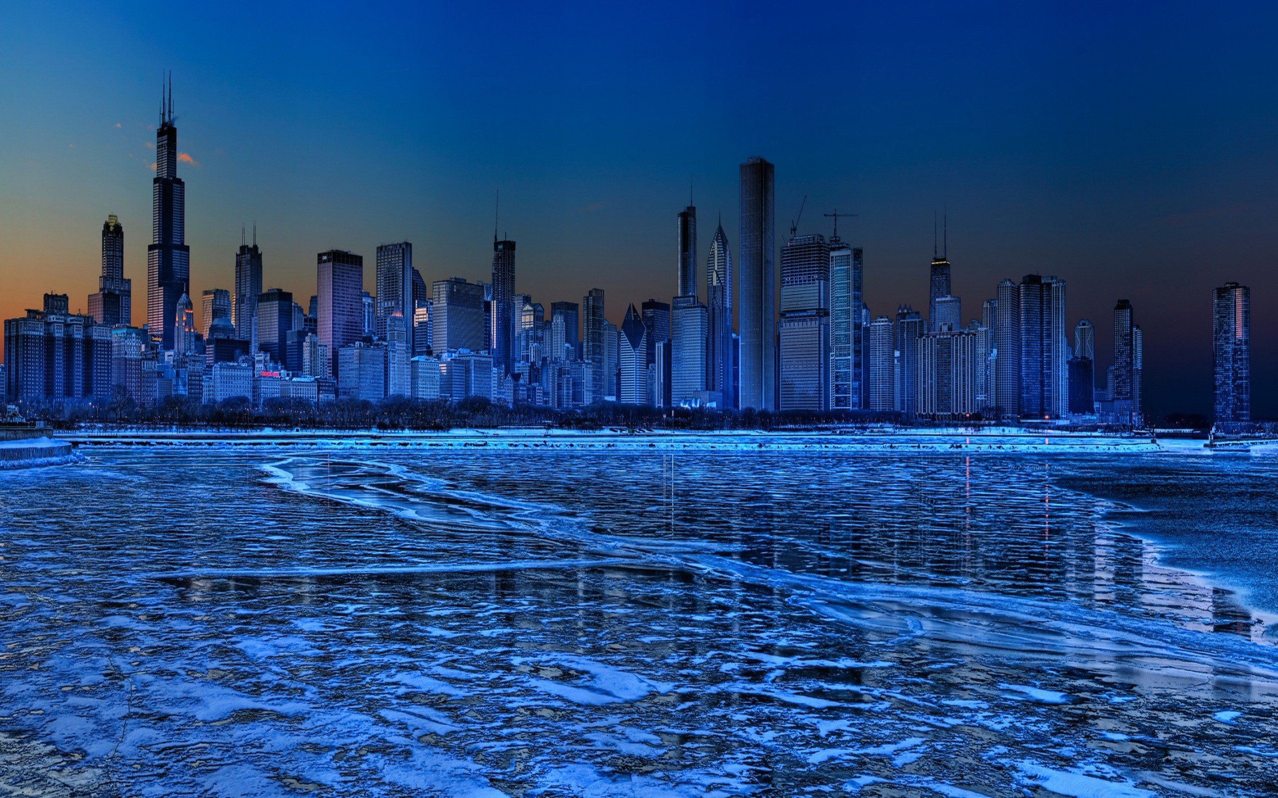 Chicago, City, Night, HDR, Building Wallpaper