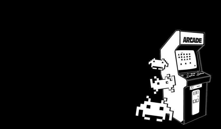 8 bit, Arcade cabinet, Retro games, Monochrome, Video games, Minimalism HD Wallpaper Desktop Background