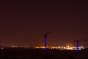 night, Cityscape, Cranes (machine)