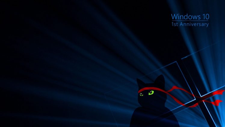 Cat Windows 10 Green Red Blue Dark Black Windows 10