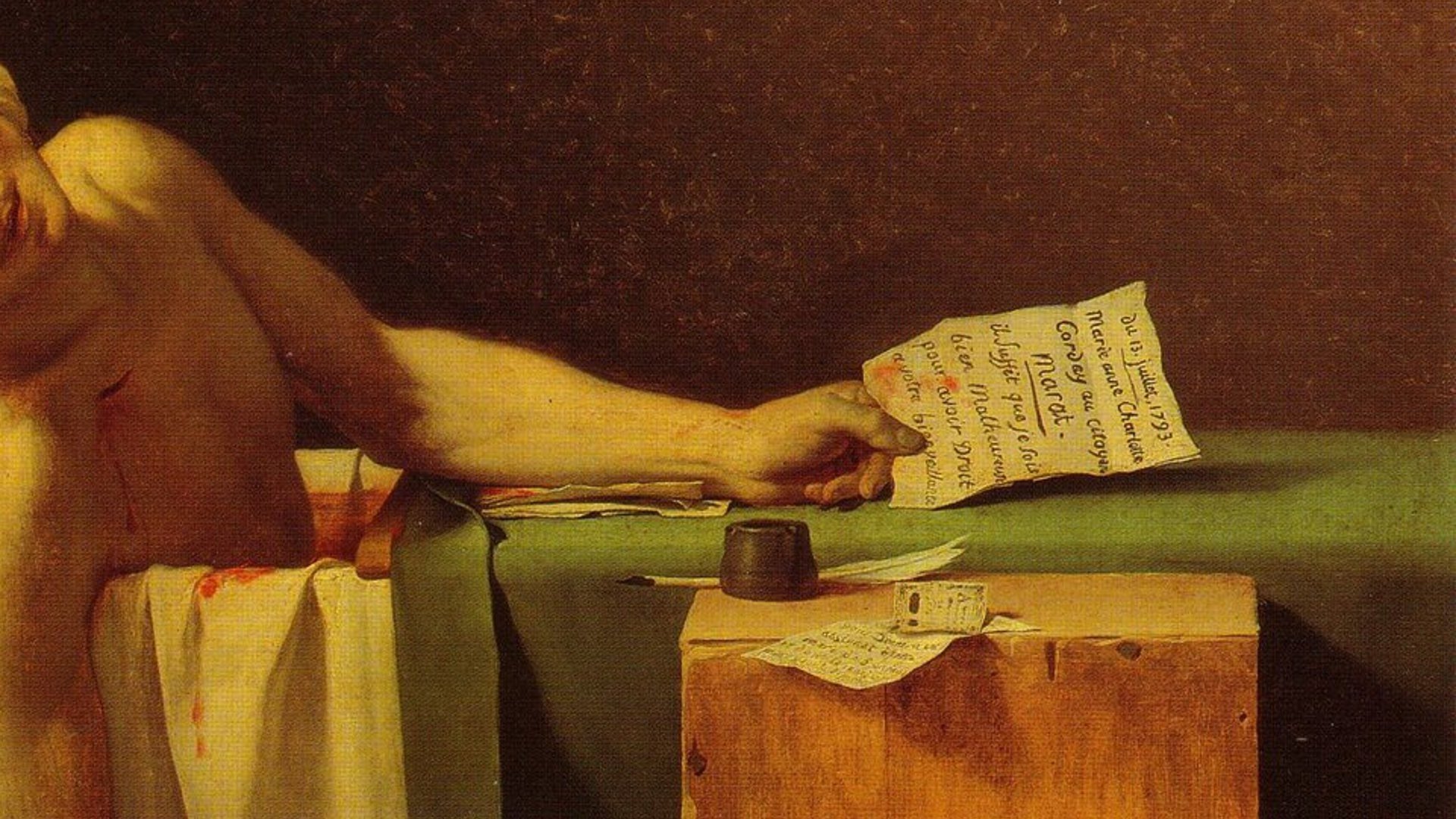Jacques Louis David, Music, Album covers, La Mort de Marat, French revolution, Painting, Painting (detail) Wallpaper